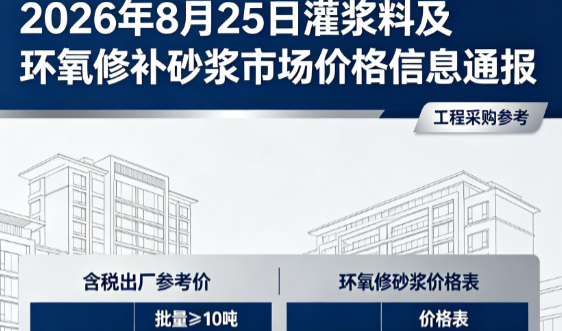东坑镇2026年8月25日灌浆料及环氧修补砂浆市场价格信息通报